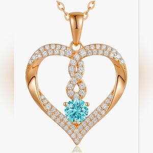 LOUISA SECRET Infinity Heart Birthstone Necklace for Women 925 Sterling Silver